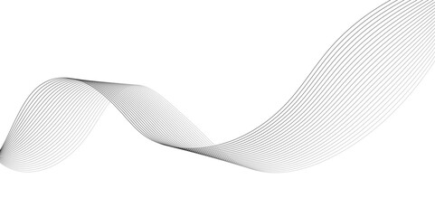 Abstract wavy white and grey curved lines on transparent background. Frequency sound wave lines and technology background, Design for brochure, flyer, banner, template, wallpaper, business wave curve 