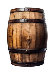 Old wooden barrel, front view, Generative AI