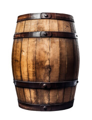 Obraz premium Old wooden barrel, front view, Generative AI