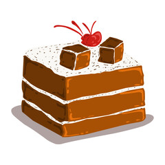 Illustration of a piece of chocolate cake. Perfect for food themed icons, logos, photo elements, posters, banners, stickers