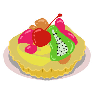 Illustration of a delicious fruit pie. Perfect for food themed icons, logos, photo elements, posters, banners, stickers