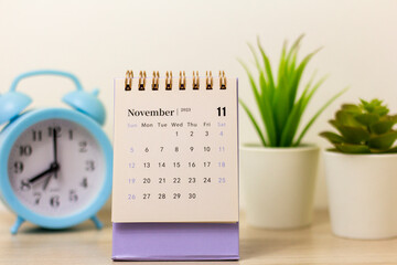 Desktop calendar for November 2023. Desktop calendar for planning, appointments.