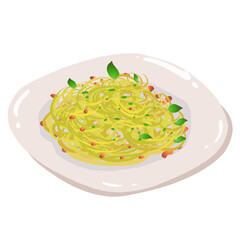 Illustration of delicious fried noodles. Perfect for food themed icons, logos, photo elements, posters, banners, stickers