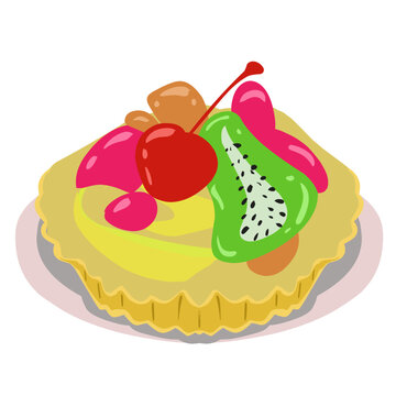 Illustration of a delicious fruit pie. Perfect for food themed icons, logos, photo elements, posters, banners, stickers