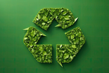 Green recycle icon eco papercut nature concept.AI Generative