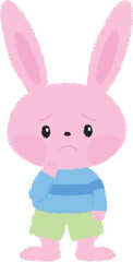 困っているうさぎの男の子イラスト