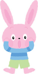 びっくりしているうさぎの男の子イラスト