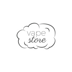 Vape shop logo or badge hand drawn design doodle vector illustration isolated.