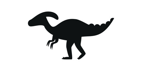 Flat vector silhouette illustration of parasaurolophus dinosaur