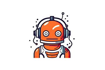 Robot sketch icon. Bot sign design. Chatbot symbol concept. Voice support service bot. Online support bot.AI Generative