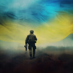 Obraz na płótnie Canvas ukranian soldier marching