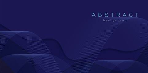 Dark abstract background with glowing wave. Shiny moving lines design element. Vector illustration.