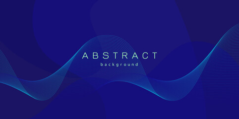Dark abstract background with glowing wave. Shiny moving lines design element. Vector illustration.