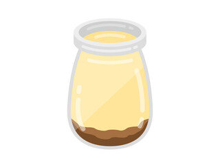 瓶に入った、カスタードプリンのイラスト