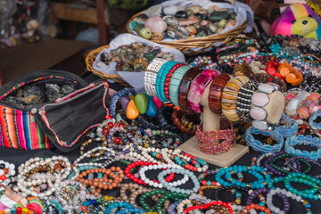 Souvenirs in stores around El Chaco boulevard, Paracas Ica Peru