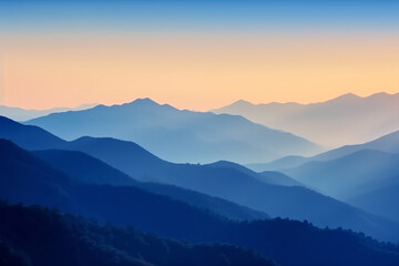 Fototapeta na wymiar Beautiful layers of mountain with soft colored sunrise color Generative AI