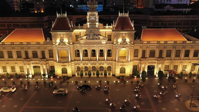 Nguyen Hue walking street and  Committee Building Ho Chi Minh City 