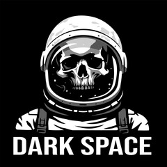 A dead astronaut in a space helmet on a dark background. Vector illustration.