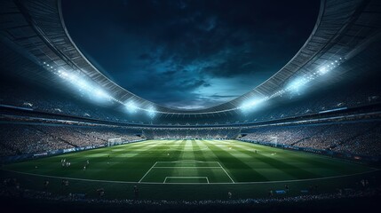 A Captivating View of an Empty Soccer Stadium. Generative AI