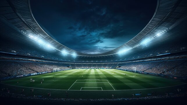 Fototapeta A Captivating View of an Empty Soccer Stadium. Generative AI