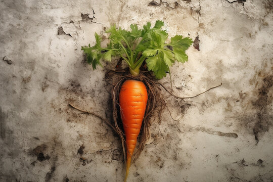An image of a carrot on a grunge texture background - Generative AI