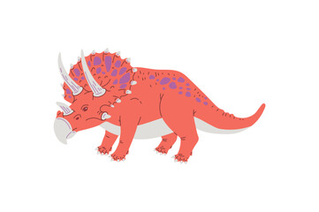 Triceratops dinosaur, flat vector illustration isolated on white background.