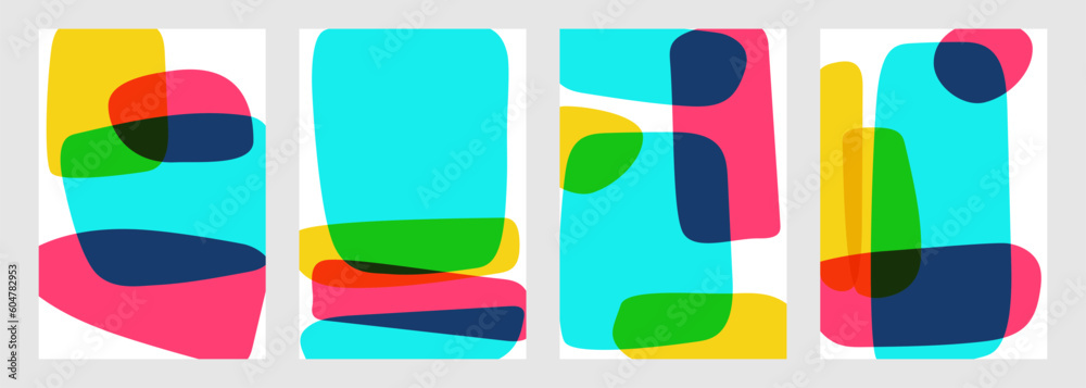 Aufkleber Abstract color backgrounds. Set of bright color geometric shapes. Hand drawn creative elements for graphic design. Vector illustration.