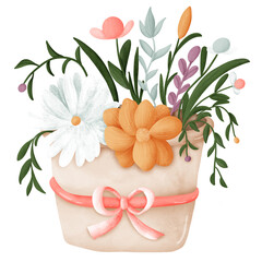 spring collection clipart with rabbit and natural watercolor.cute elements for  decoration and card.