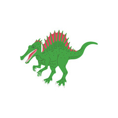 Spinosaurus prehistoric dinosaur animal of Jurassic era, flat vector isolated.
