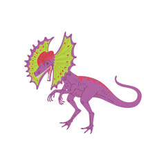 Dilophosaurus dinosaur, flat vector illustration isolated on white background.