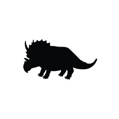 Black silhouette of triceratops flat style, vector illustration