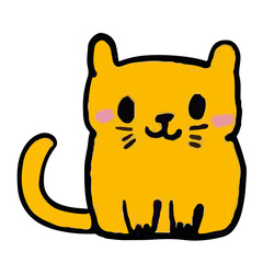 cartoon cute yellow cat smiling minimalist style-01.png
