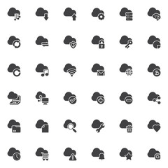 Cloud computing technology vector icons set