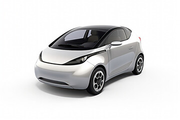 Electric car in concept. EV White car isolated on white background. generative AI.