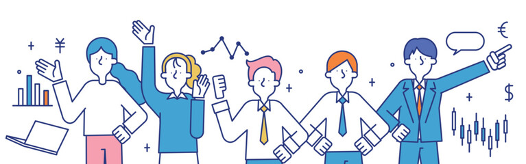 クオンツの職業に就く男性と女性のイラスト