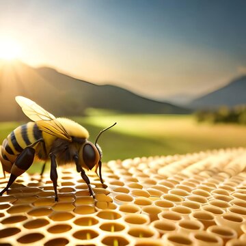 Une abeille faisant du miel, générative AI