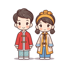 a couple of boy and girl with traditional chinese clothes