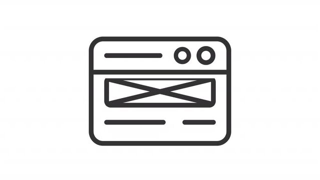 Website ui icon animation. Animated line scroll down. Web development. User interface design. Digital product. Loop HD video with alpha channel, transparent background. Outline motion graphic