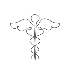 Medical symbol One line drawing on white background