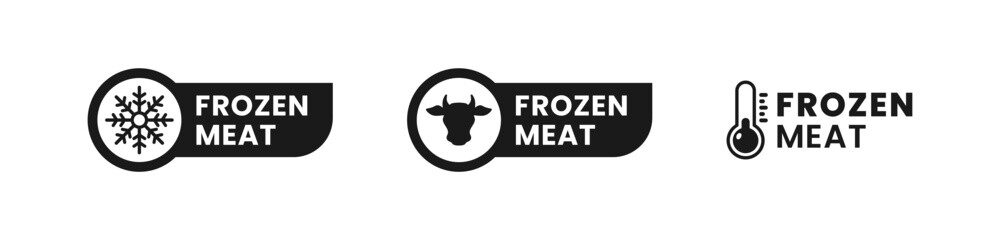 Frozen meat label or Frozen meat sign vector isolated in flat style. Best Frozen meat label for product packaging design element. Simple Frozen meat sign for packaging design element.