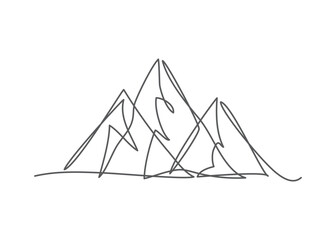 Mountain One line drawing on white background