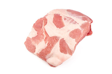 Raw pork ham, pork leg, isolated on white background.