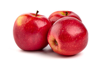 Shiny Red ripe apples, isolated on white background. High resolution image.