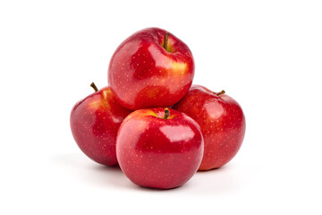 Shiny Red ripe apples, isolated on white background. High resolution image.