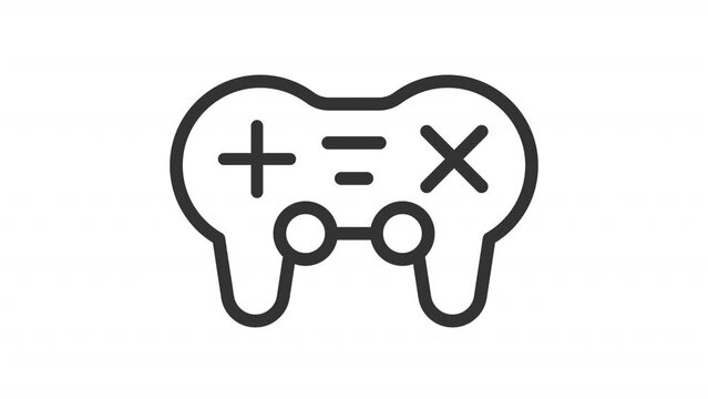Animated gamepad line icon. Game controller animation. Play station. Cyber sport. Playing video game. Loop HD video with alpha channel, transparent background. Outline motion graphic