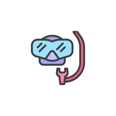 Scuba mask and snorkel filled outline icon