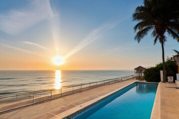 Fototapeta premium pool at sunset