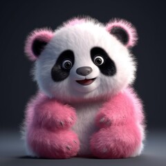 cute little friendly fluffy panda-bear character, ai tools generated image