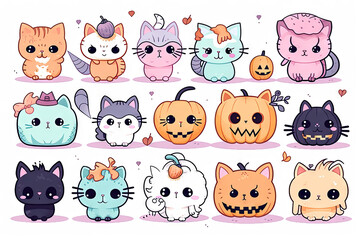Halloween kawaii art created with Generative AI technology