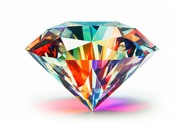 Fototapeta na wymiar Colorful Rainbow Diamond On Transparent Background. Generative Ai